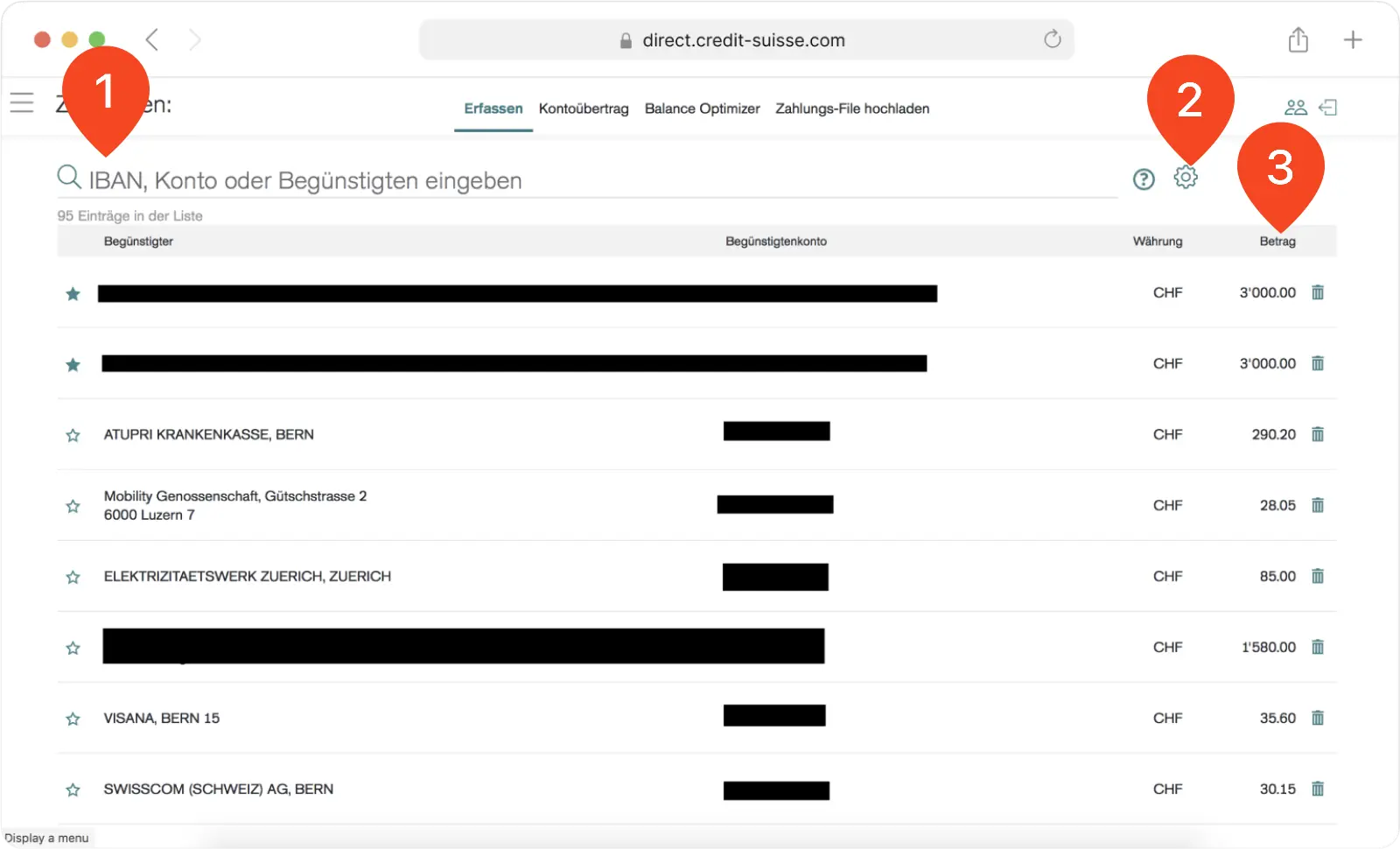 Previous version of payment assistant