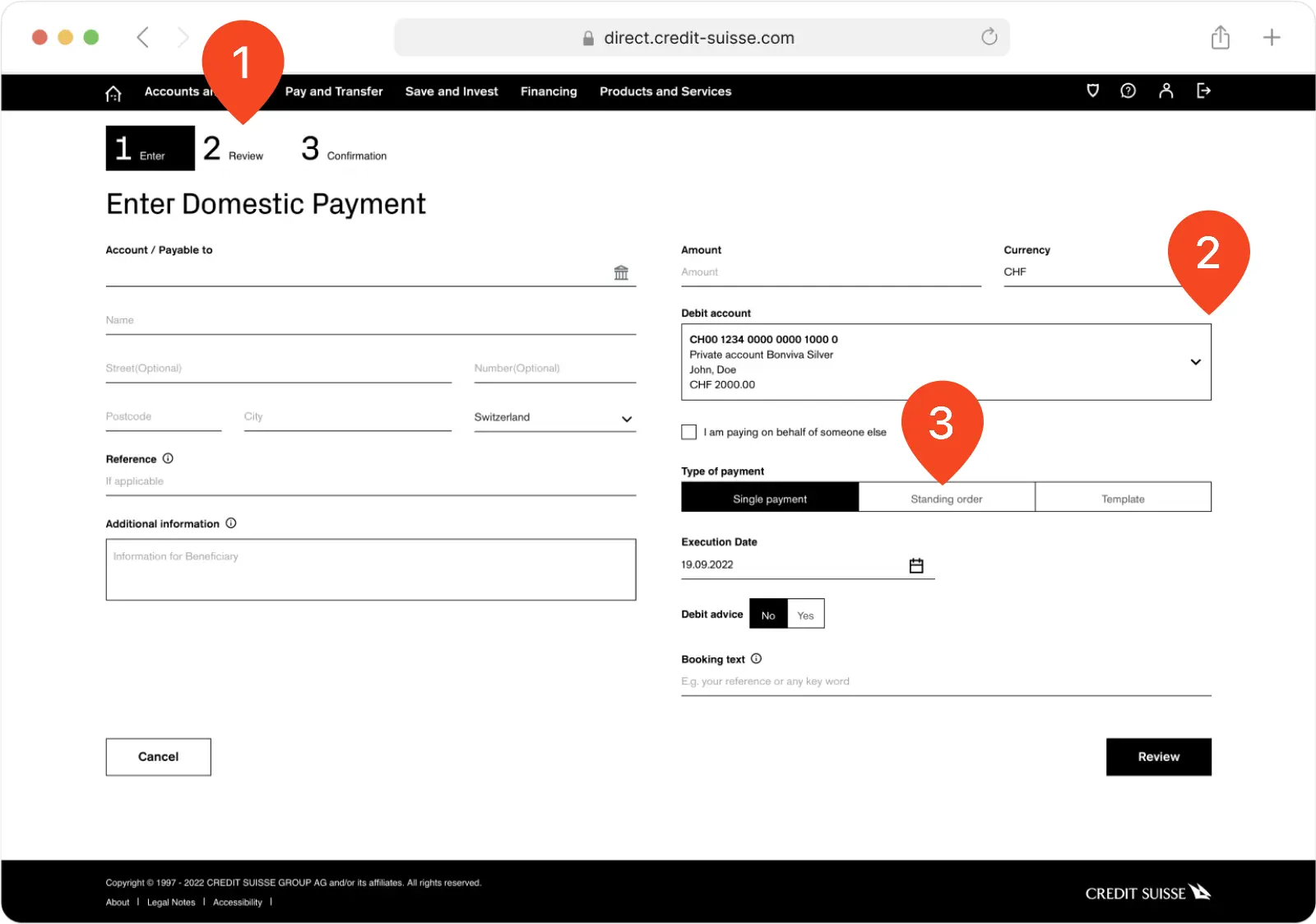 Domestic payment entry new flow