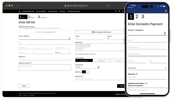 Payment entry screen